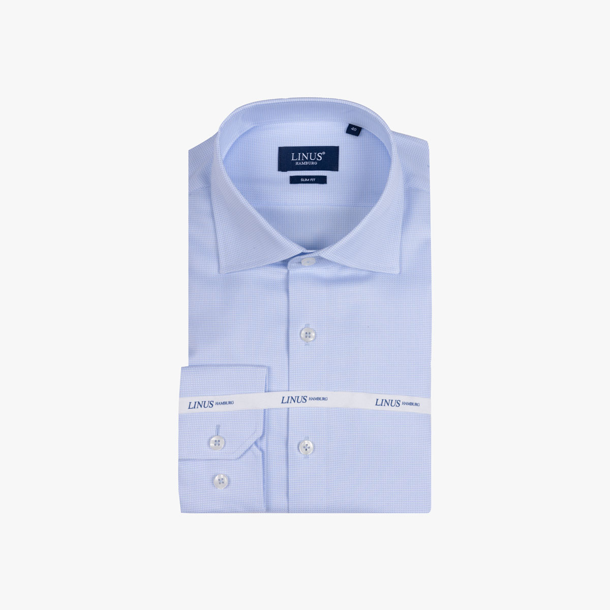 Slim Fit Hemd aus Baumwolle in hellblau mit Struktur