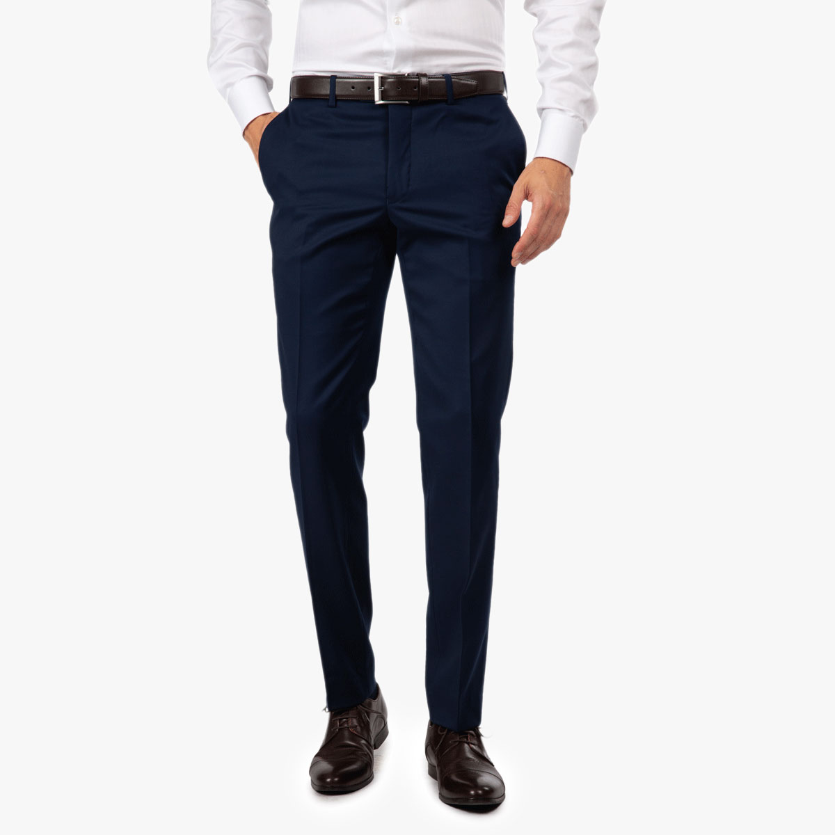 Feine Tuchhose mit flacher Front in blau Blaue Tuchhose mit flacher Front