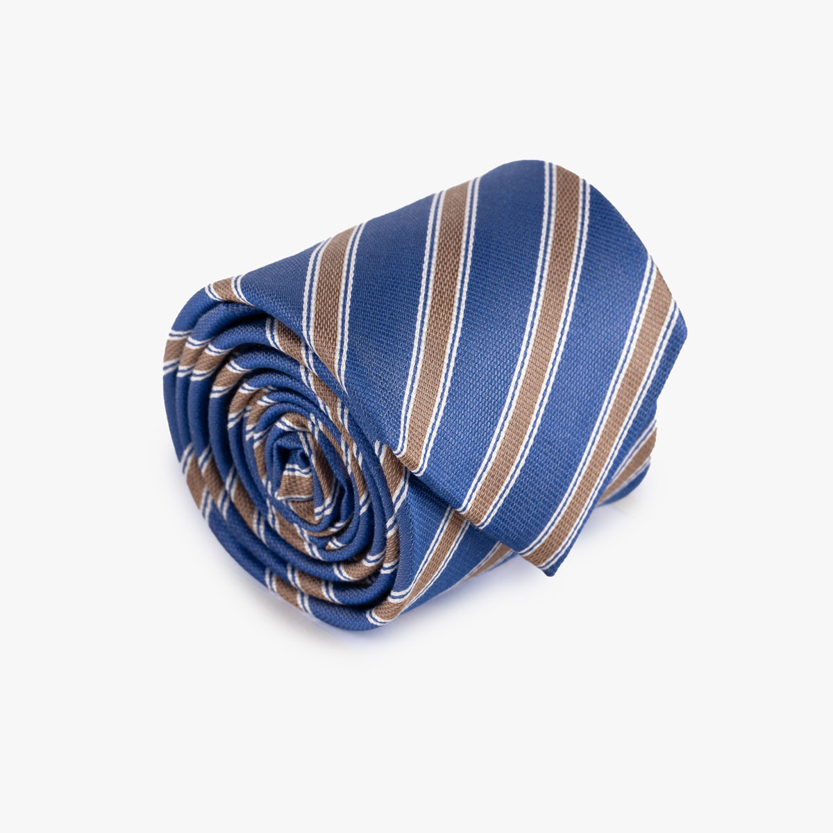 Krawatte aus Seide/Baumwolle in blau gestreift