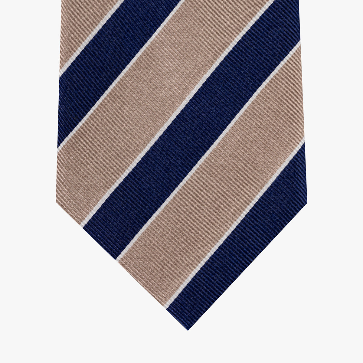 Krawatte mit diagonalen Streifen in dunkelblau beige