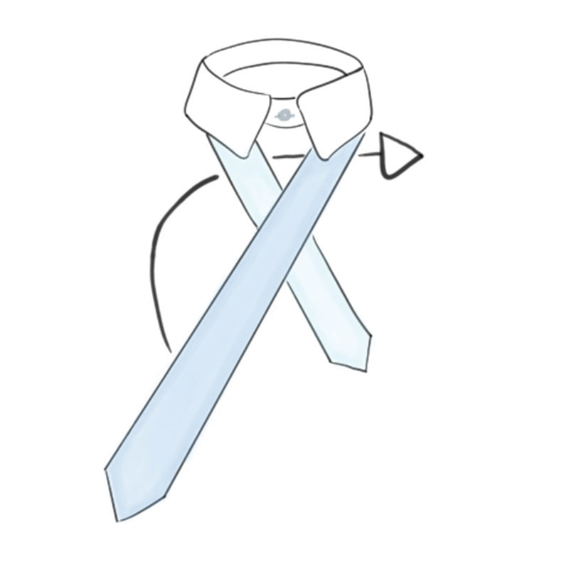 Four-in-Hand-Krawatten-Knoten zweiter Schritt