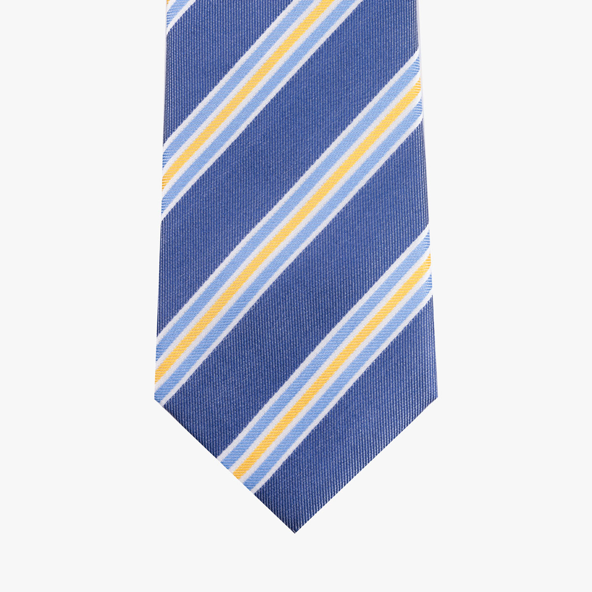 Krawatte aus Seide in dunkelblau mit hellen Streifen