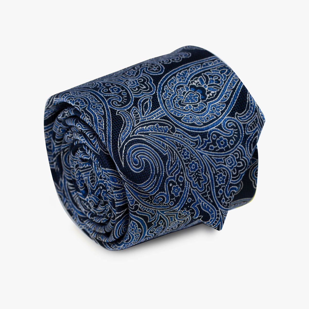 Aufgerollte Krawatte mit Paisley-Muster in dunkelblau