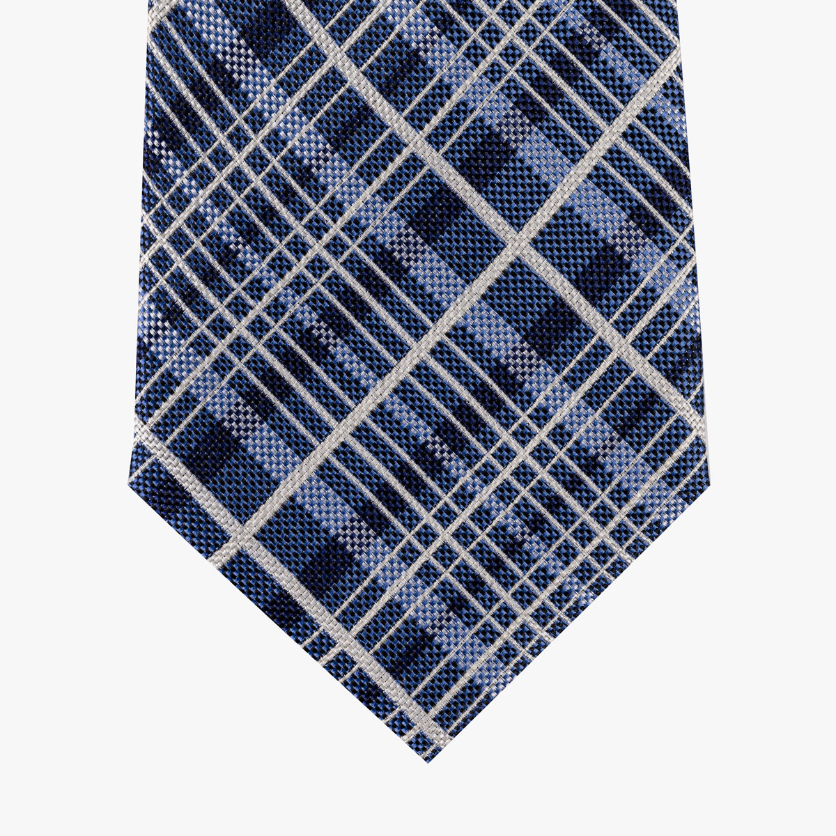 Krawatte mit Karo in blau ecru