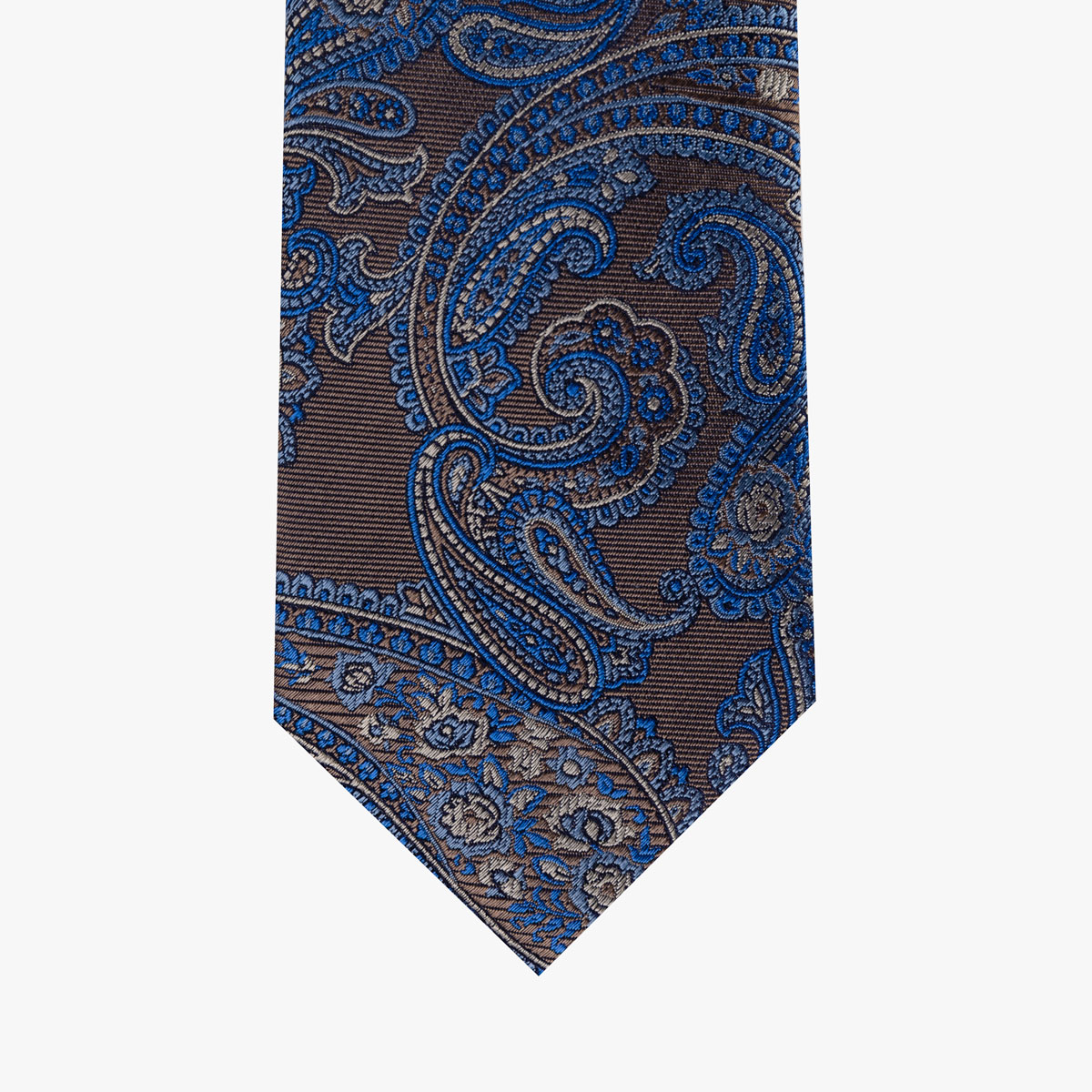 Krawatte mit floralem Paisley in blau braun