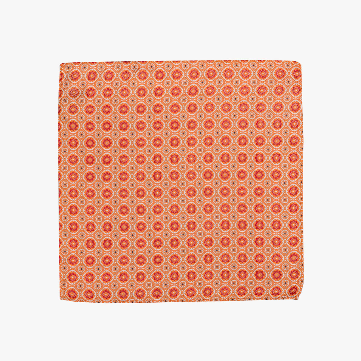 Einstecktuch aus Seide in orange mit rotem Muster