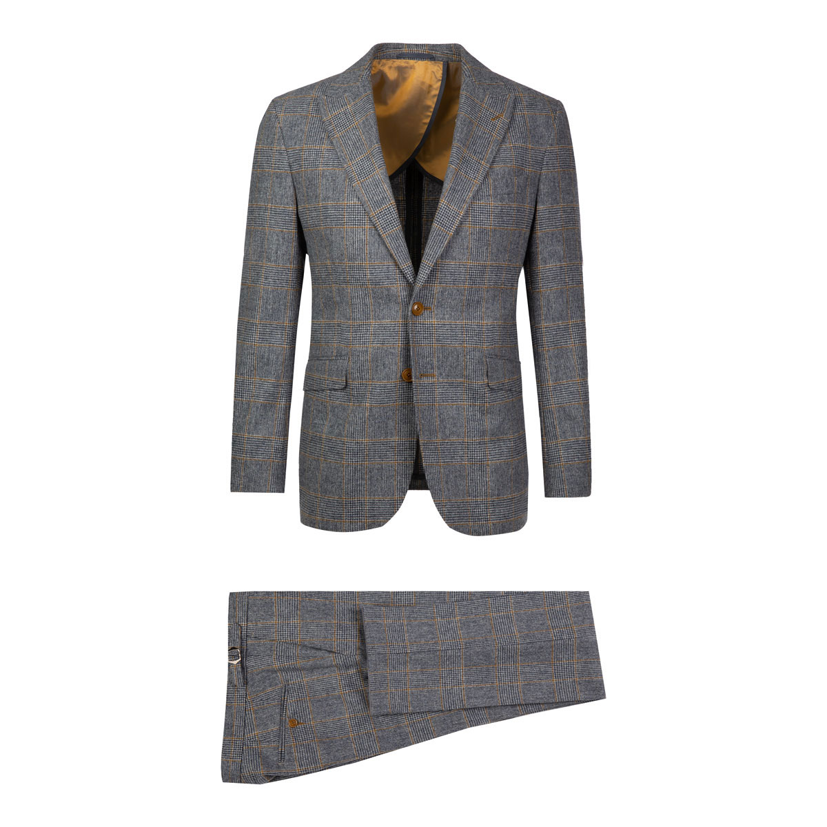 Anzug mit Glencheck-Muster in blau-braun Anzug mit blau-braunem Glencheck