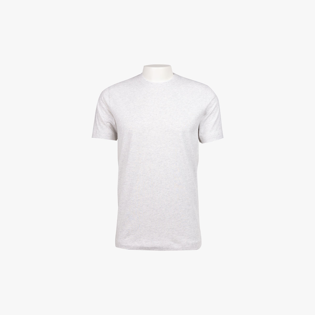 T-Shirt Rundhals in hellgrau-weiß