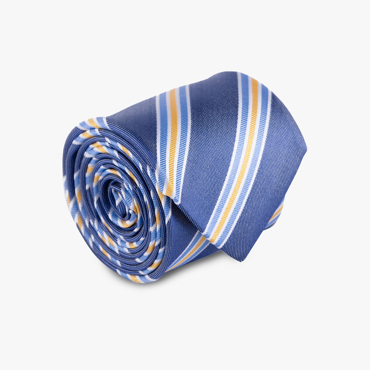 Krawatte aus Seide in dunkelblau mit hellen Streifen