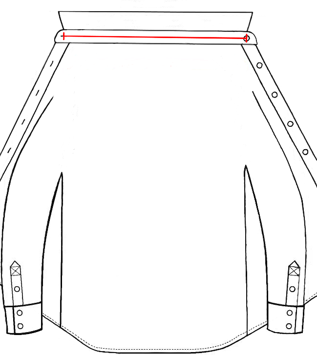 Zeichnung zum richtigen Messen der Kragenweite beim Herren-Hemd