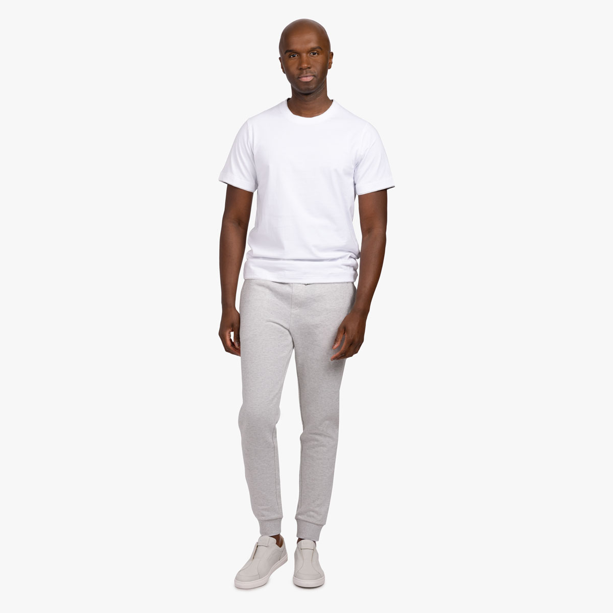 T-Shirt Rundhals in weiß-hellgrau