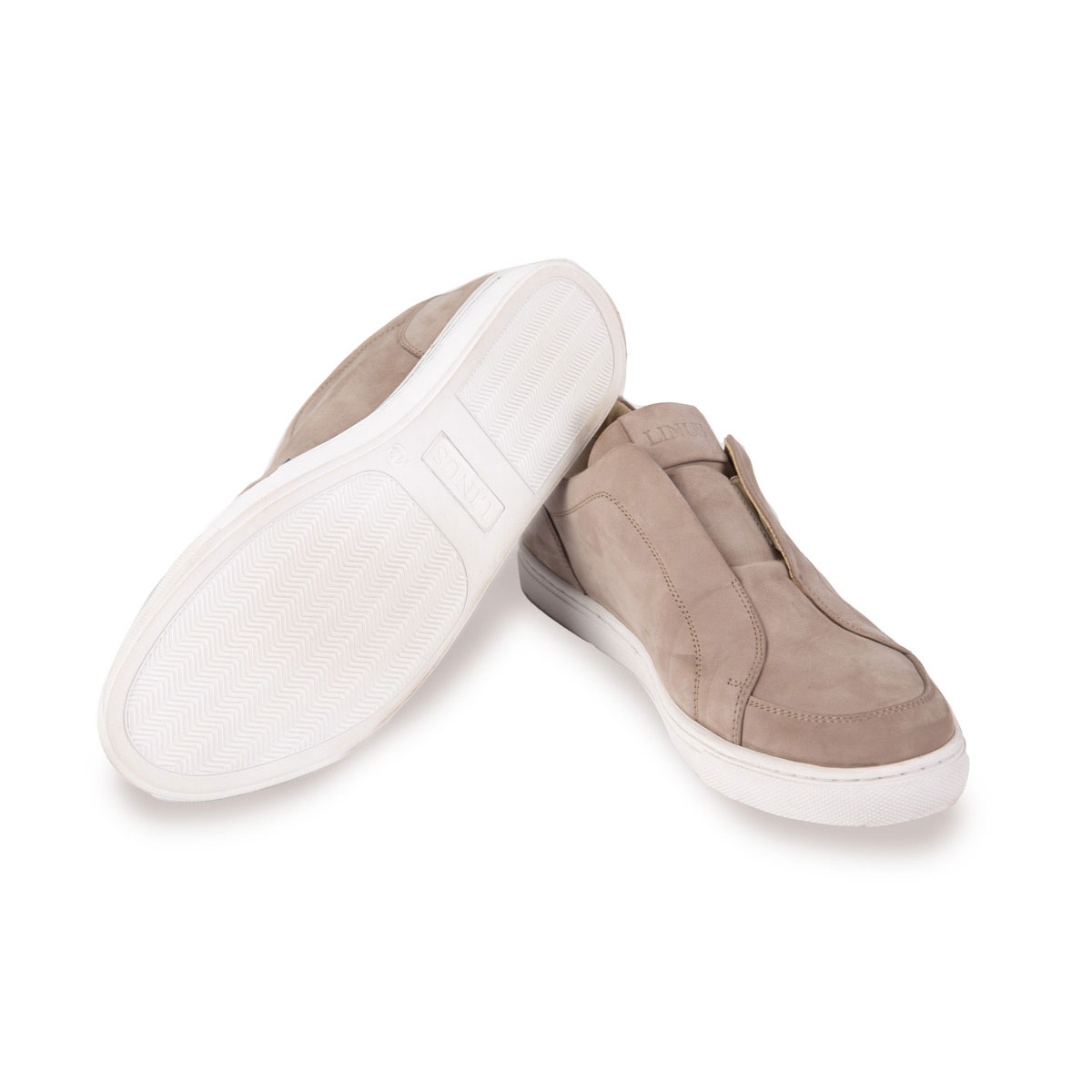 Lässige Sneaker in beige mit weißer Sohle Beige Sneaker mit weißer Sohle