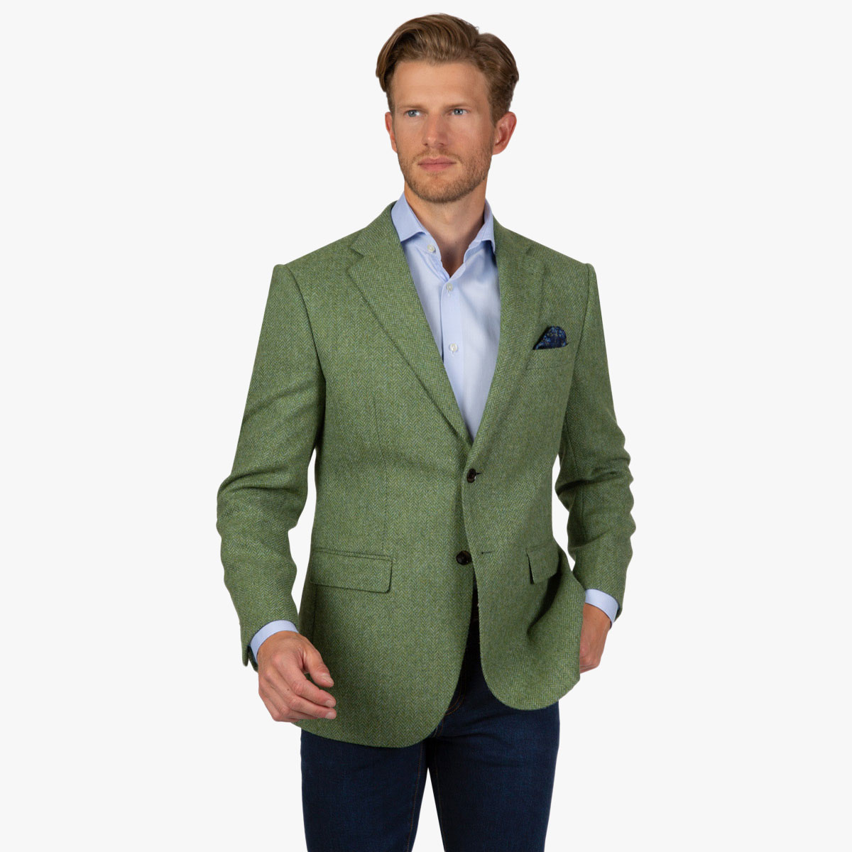 Sakko aus Tweed in grün und hellblau