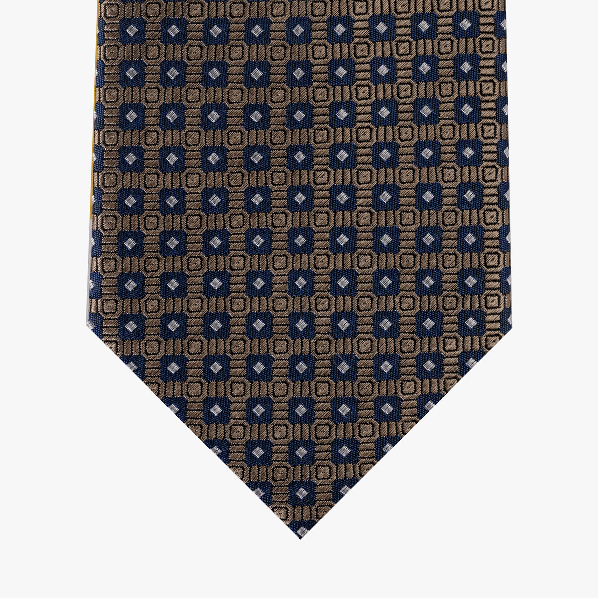 Krawatte mit geometrischem Muster in dunkelblau hellbraun