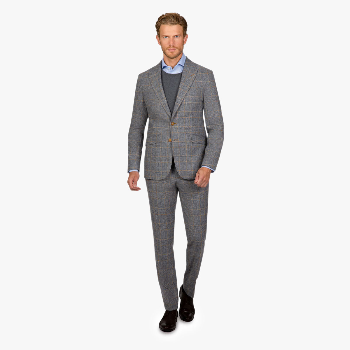 Blau-brauner klassischer Herrenanzug Klassisch-eleganter Herrenanzug in blau-braun