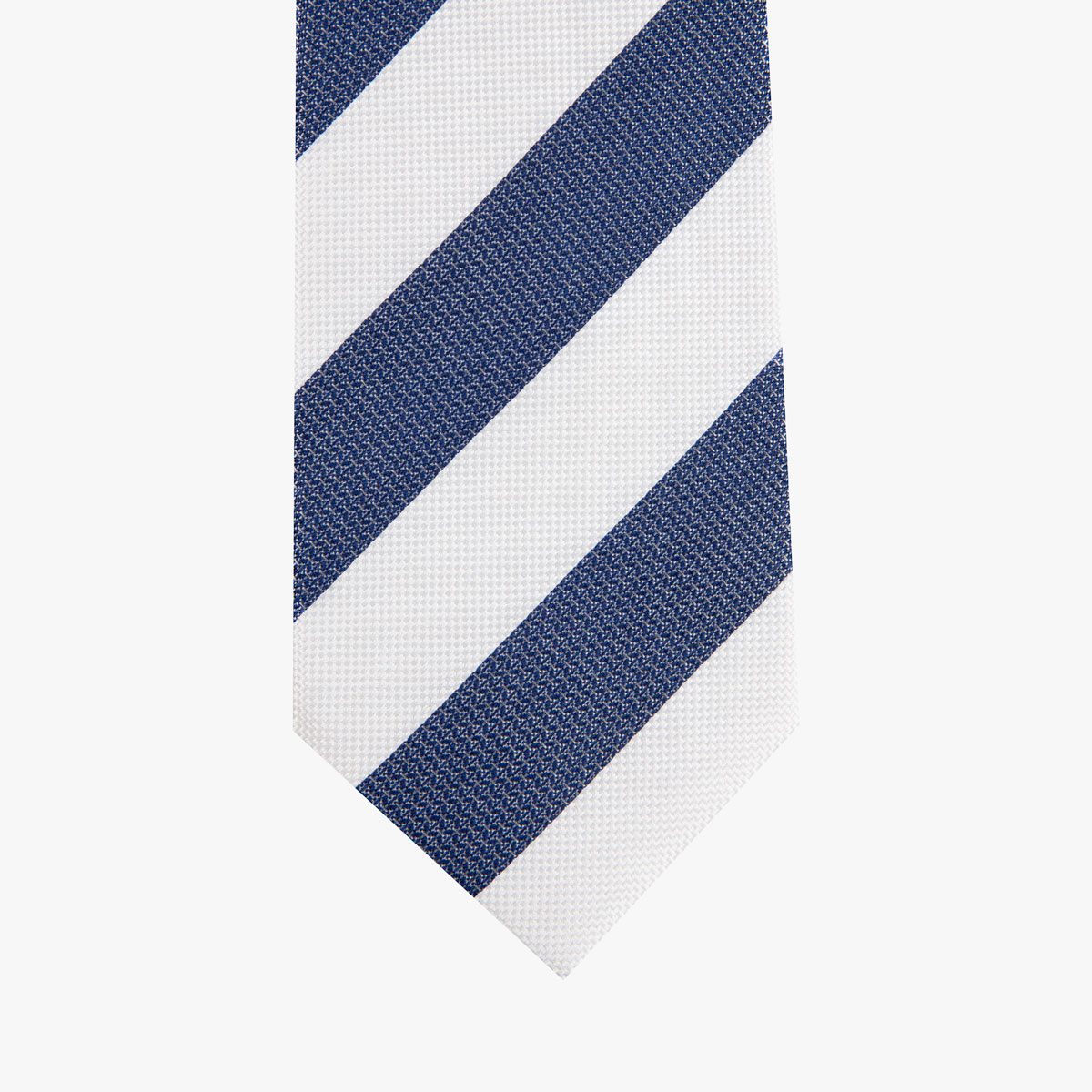 Krawatte glatt mit breiten Streifen in off-white und blau