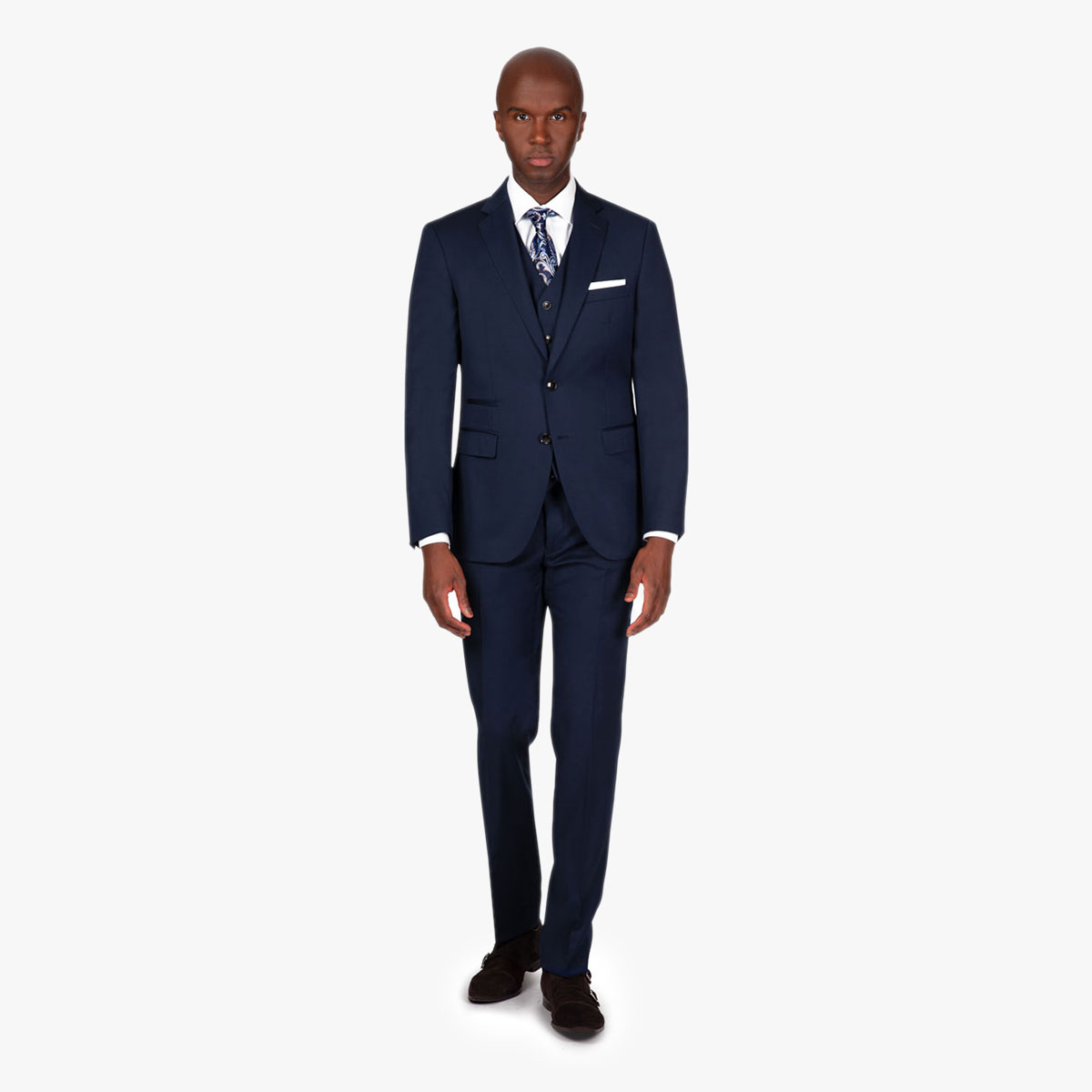 Eleganter Dreiteiler in blau Stilvoller blauer Dreiteiler