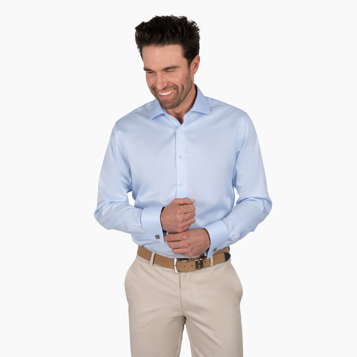 Modern Fit Hemd in Hellblau mit Umschlagmanschette