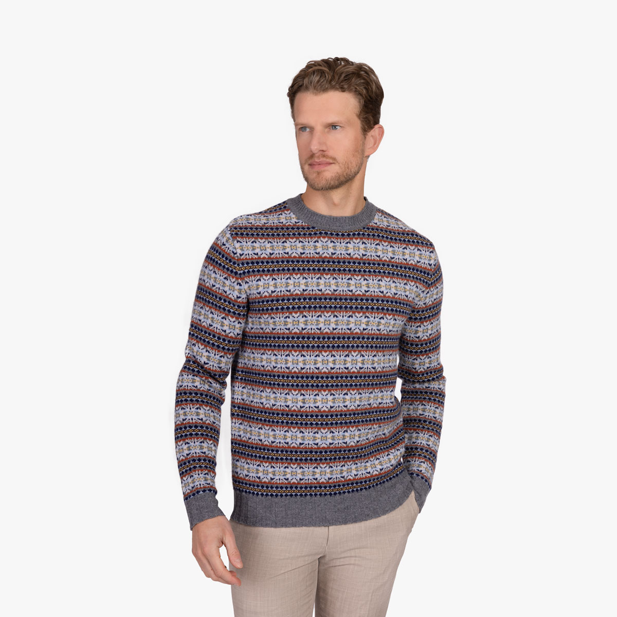 Pullover aus Merinowolle mit buntem Muster