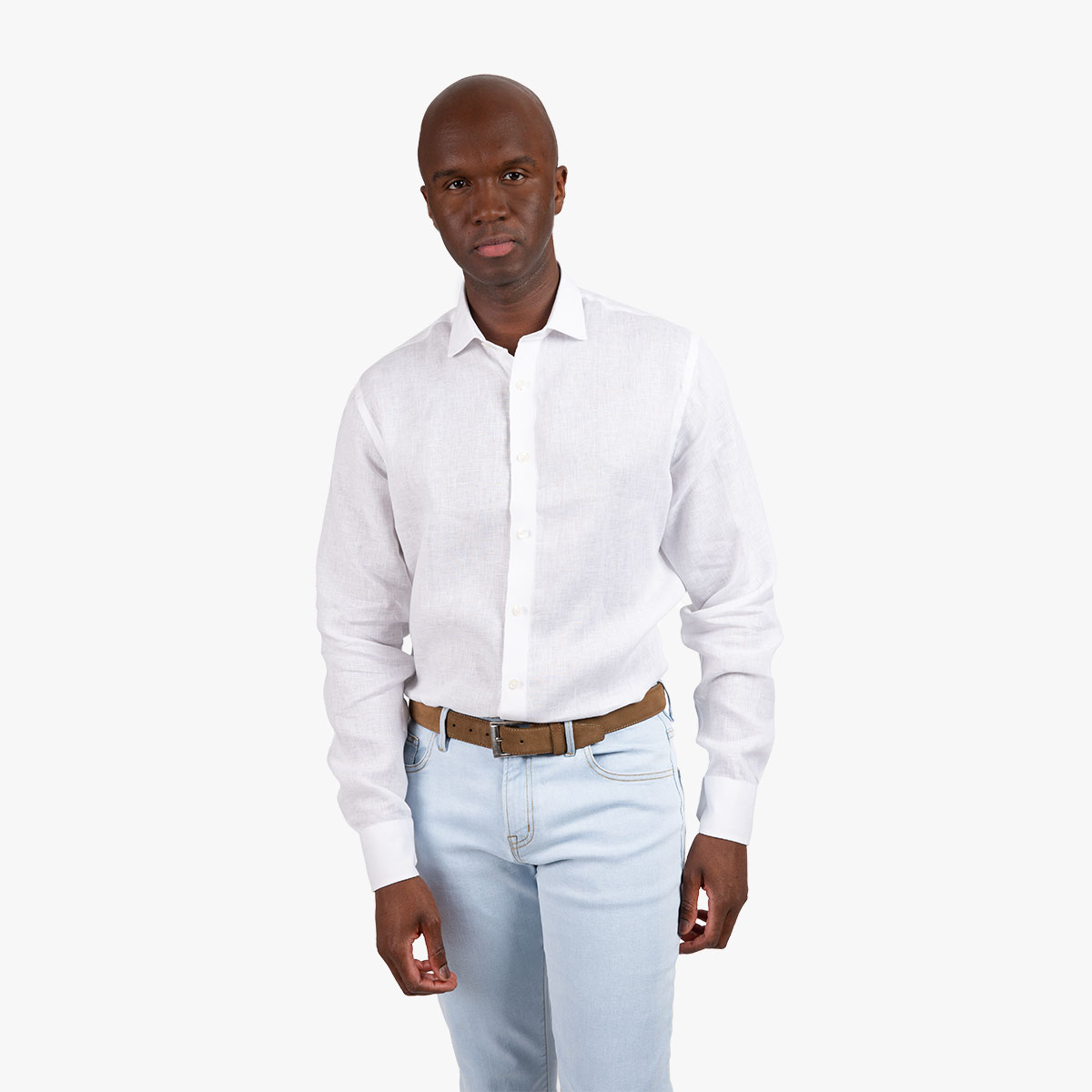 Modern Fit Leinenhemd in weiß