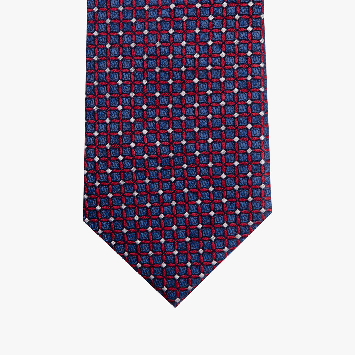 Krawatte aus Seide in dunkelblau mit rotem Muster