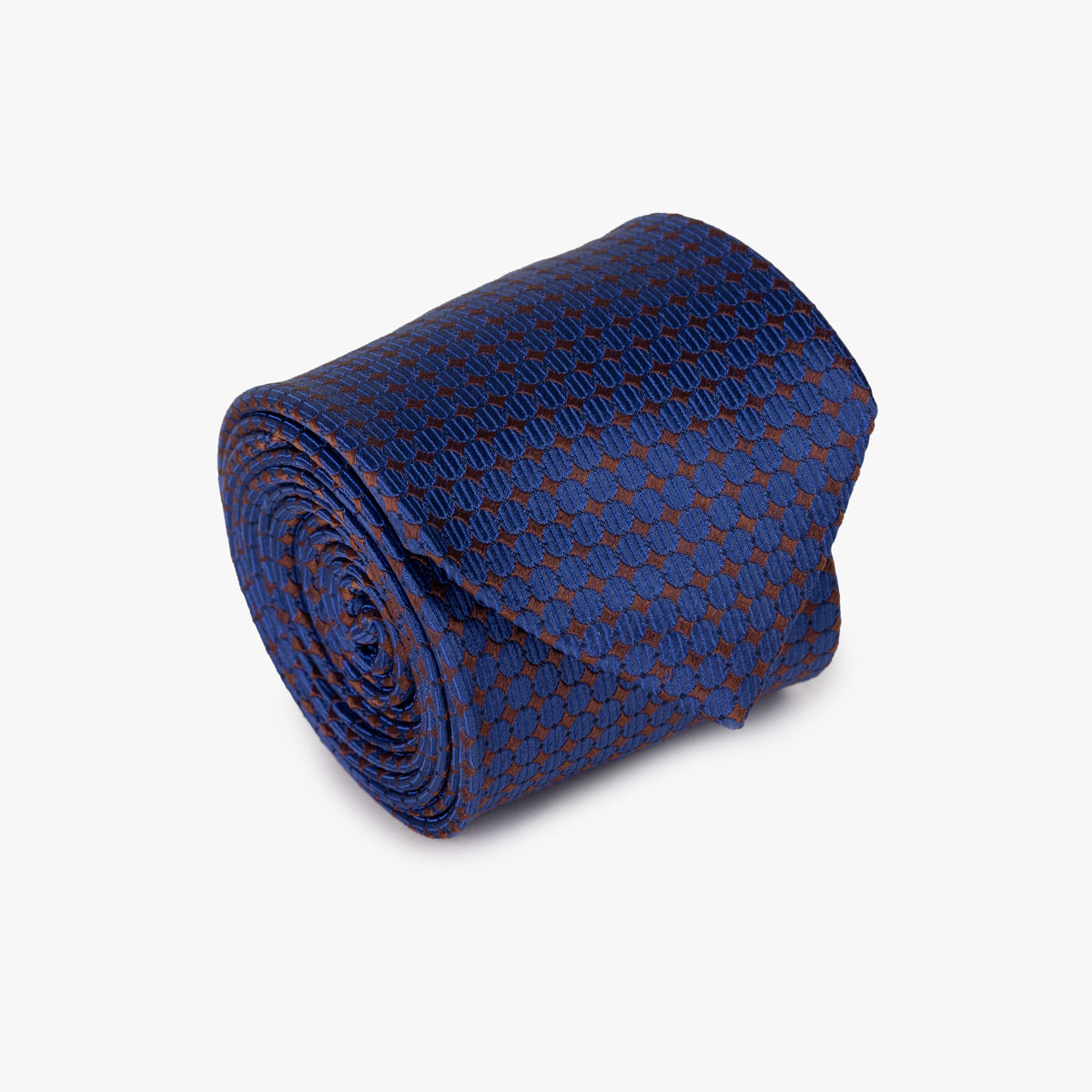 Krawatte mit geometrischem Muster in Blau und Weinrot