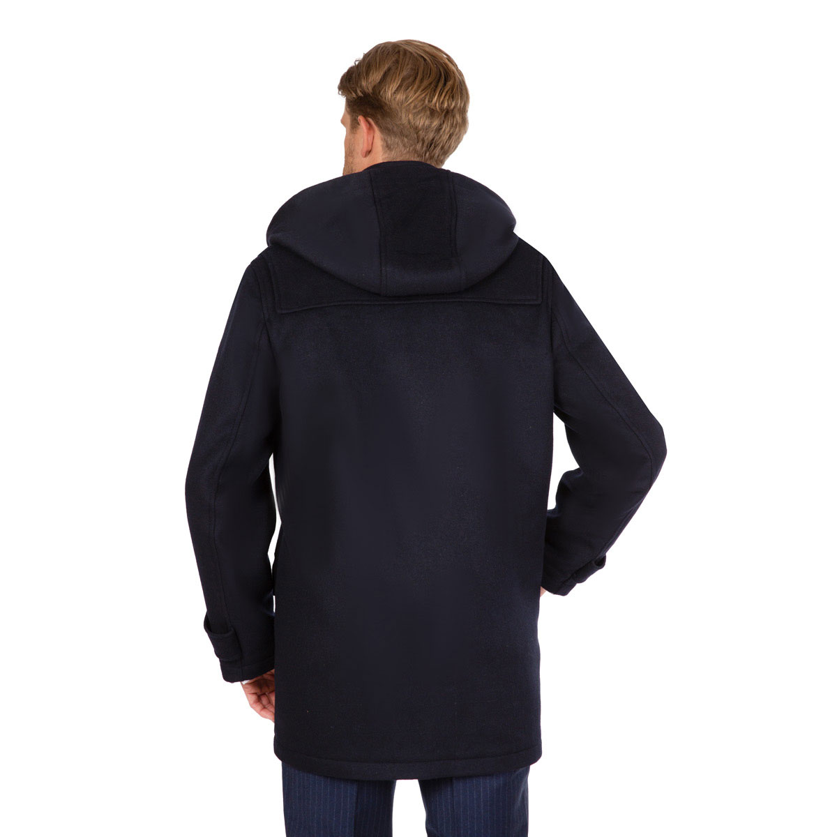 Mantel mit fest angebrachter Kapuze in dunkelblau