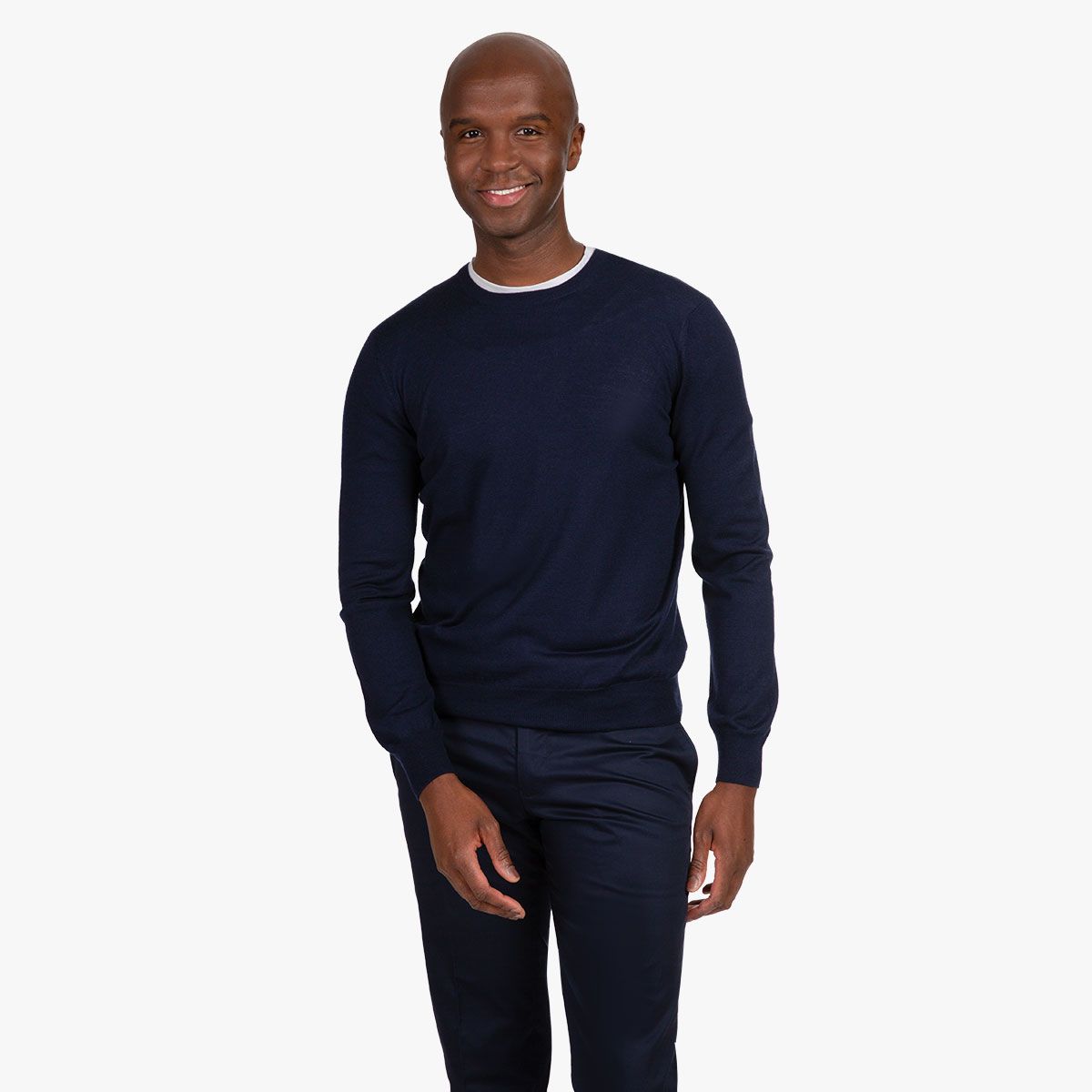 Pullover mit Rundhals-Ausschnitt in dunkelblau