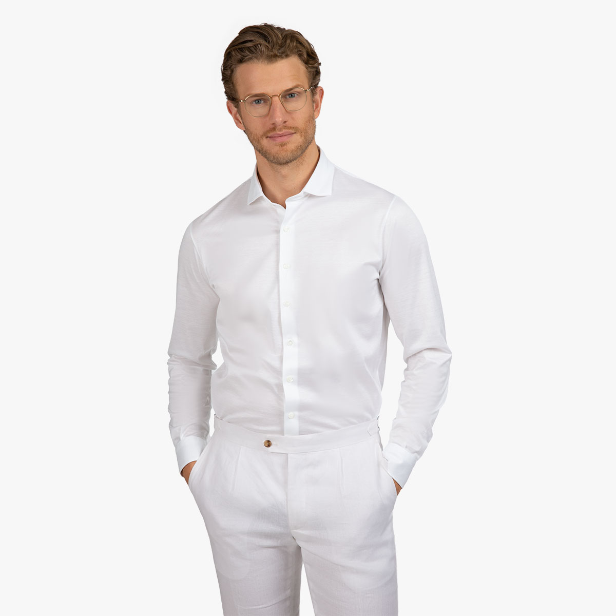 Premium Jersey Hemd Slim Fit aus italienischer mercerisierter Baumwolle