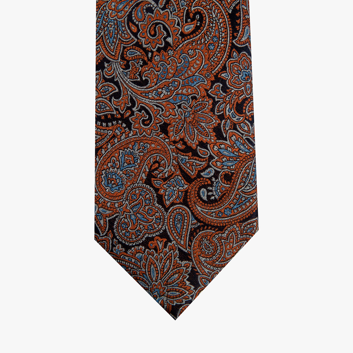 Glatte Krawatte mit Paisley-Muster in kupfer und blau