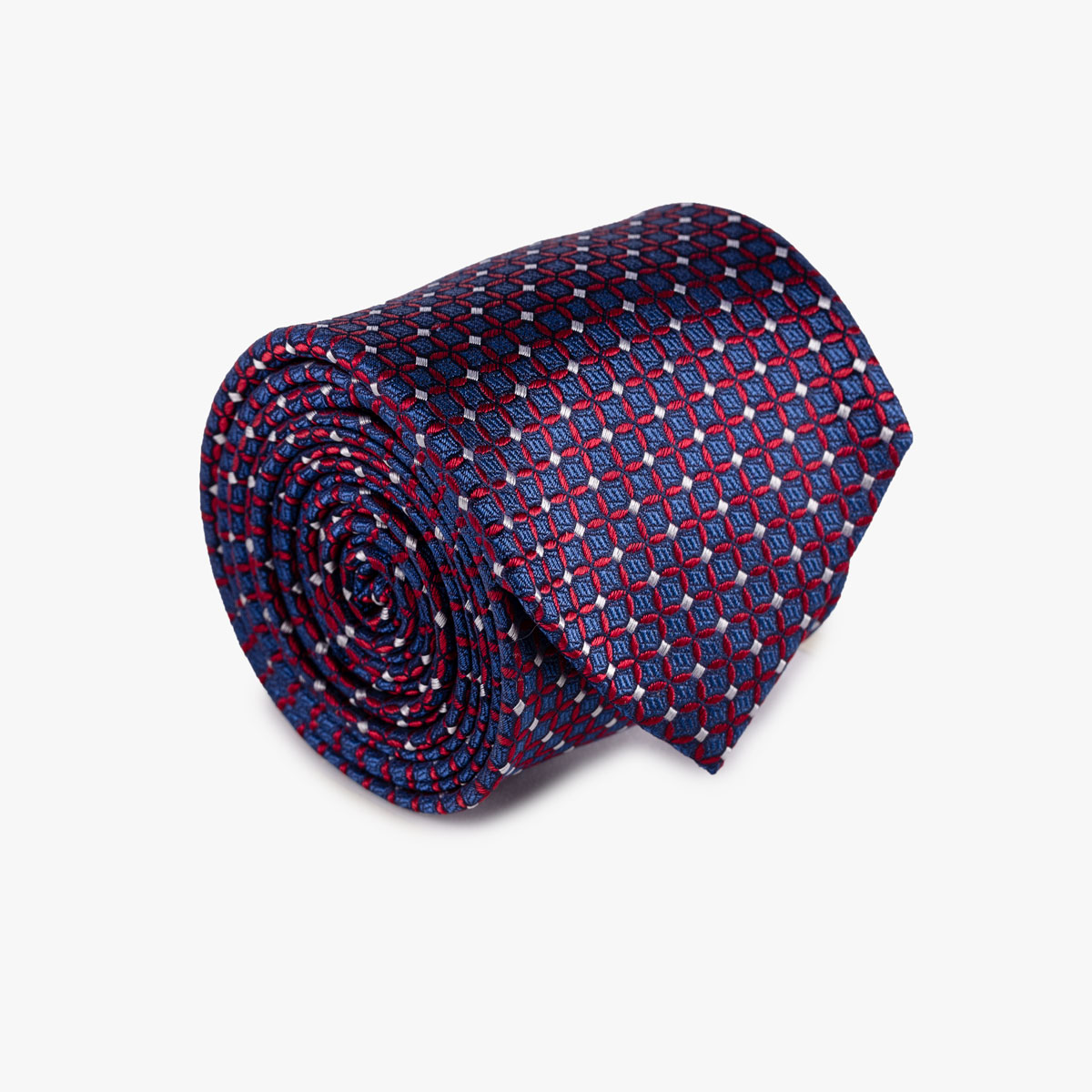 Krawatte aus Seide in dunkelblau mit rotem Muster