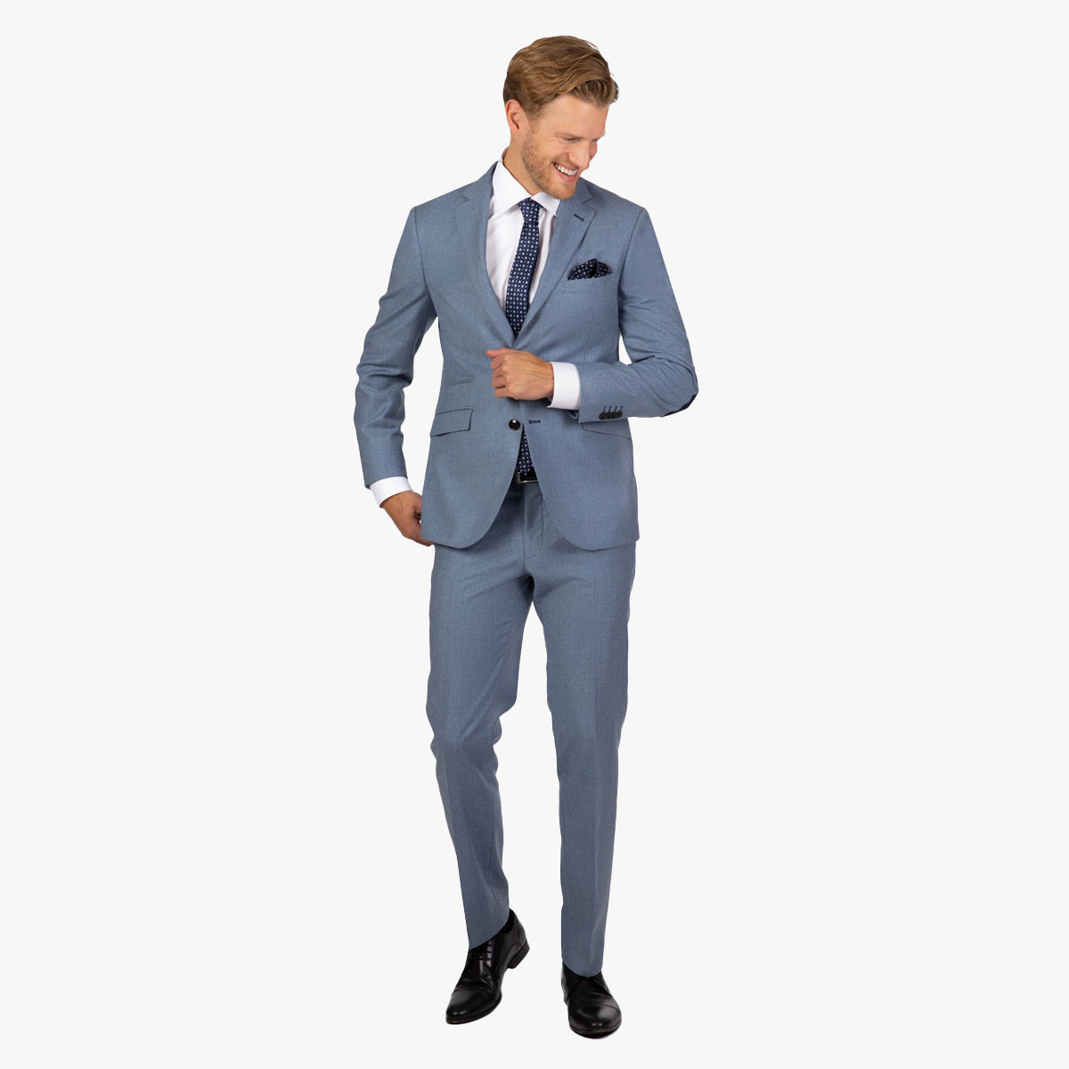 Sportlich-eleganter Anzug mit dunkelblauen Details
