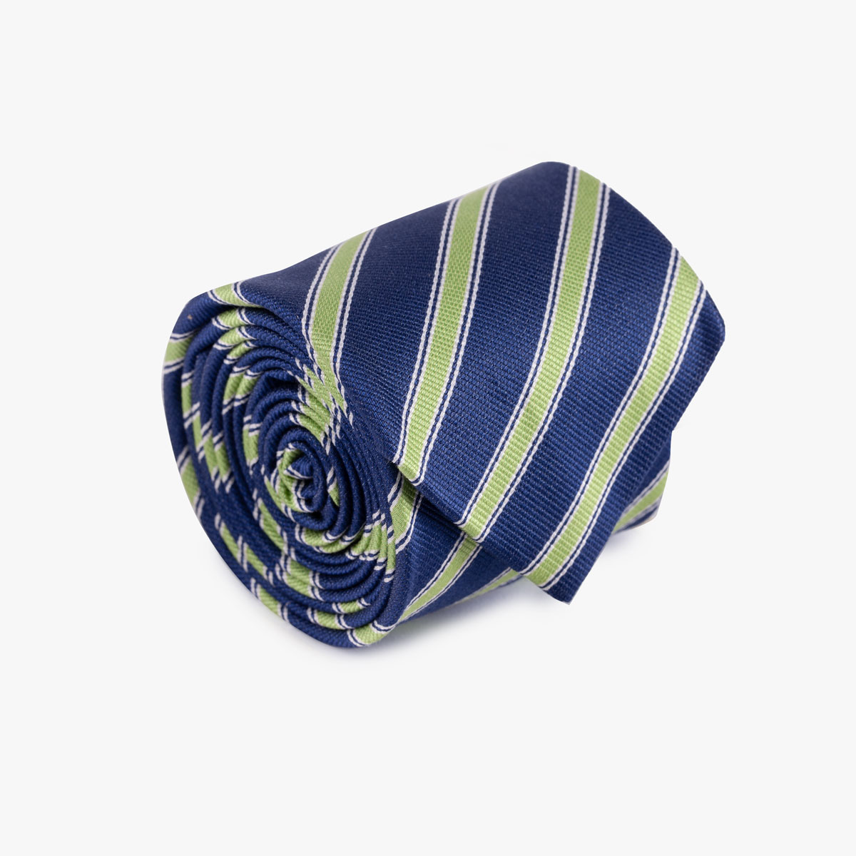 Krawatte aus Seide/Baumwolle in dunkelblau gestreift
