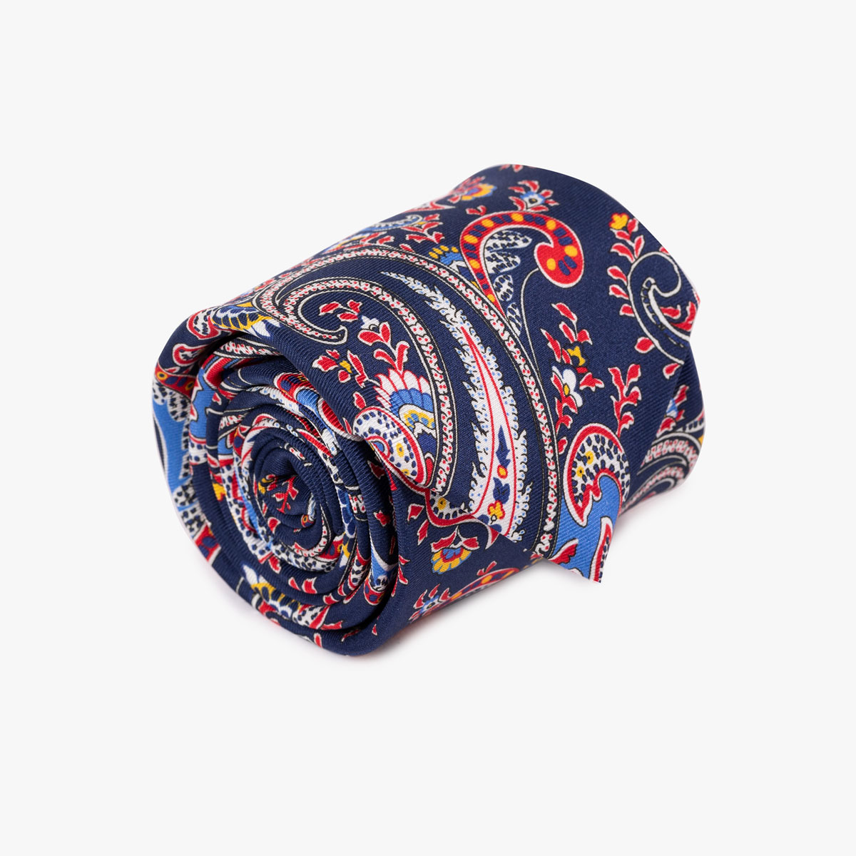 Krawatte aus Seide in Blau mit Buntem Paisley-Muster Krawatte aus Seide in Blau mit Buntem Paisley-Muster