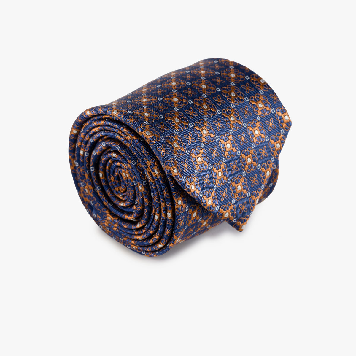 Krawatte aus Seide in dunkelblau/orange
