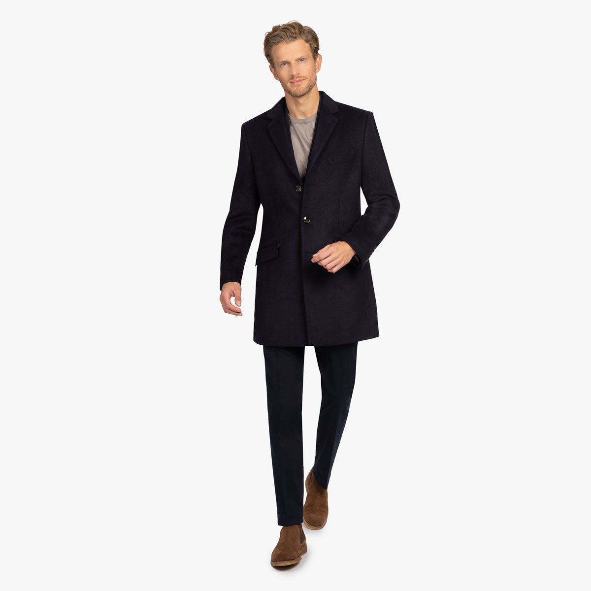 Dunkelblauer Mantel Slim Fit Herrenmode von LINUS