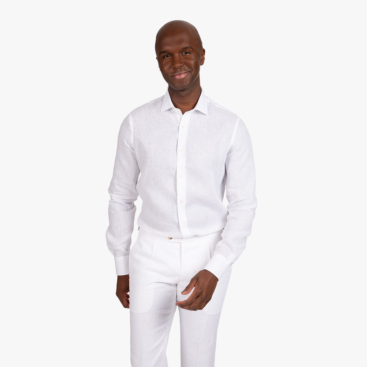 Super Slim Fit Leinenhemd in weiß