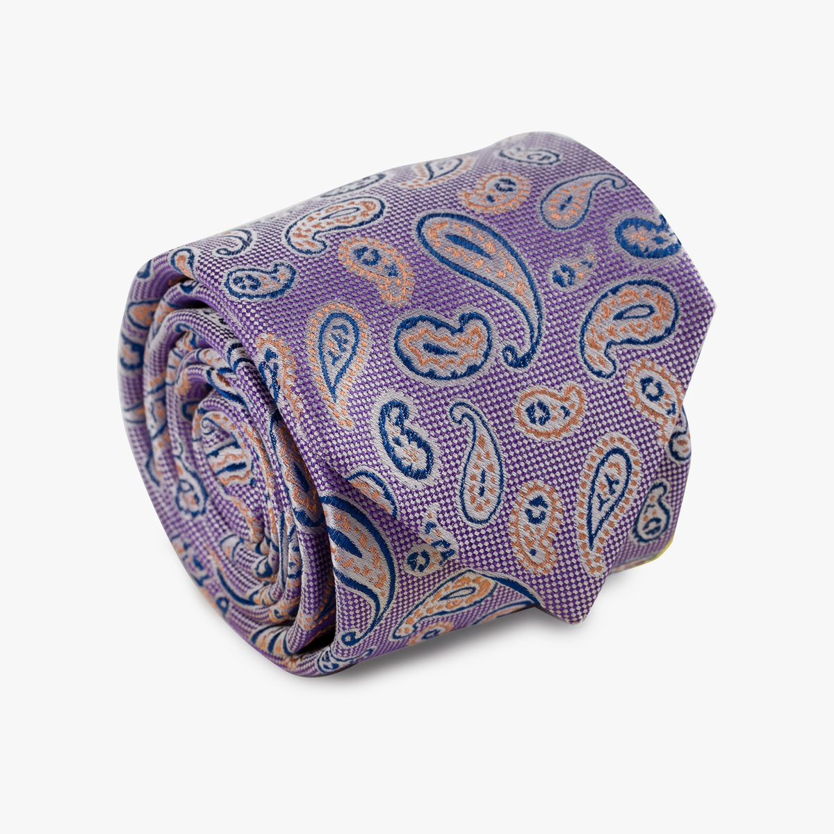 Aufgerollte Krawatte mit Paisley-Muster in lila
