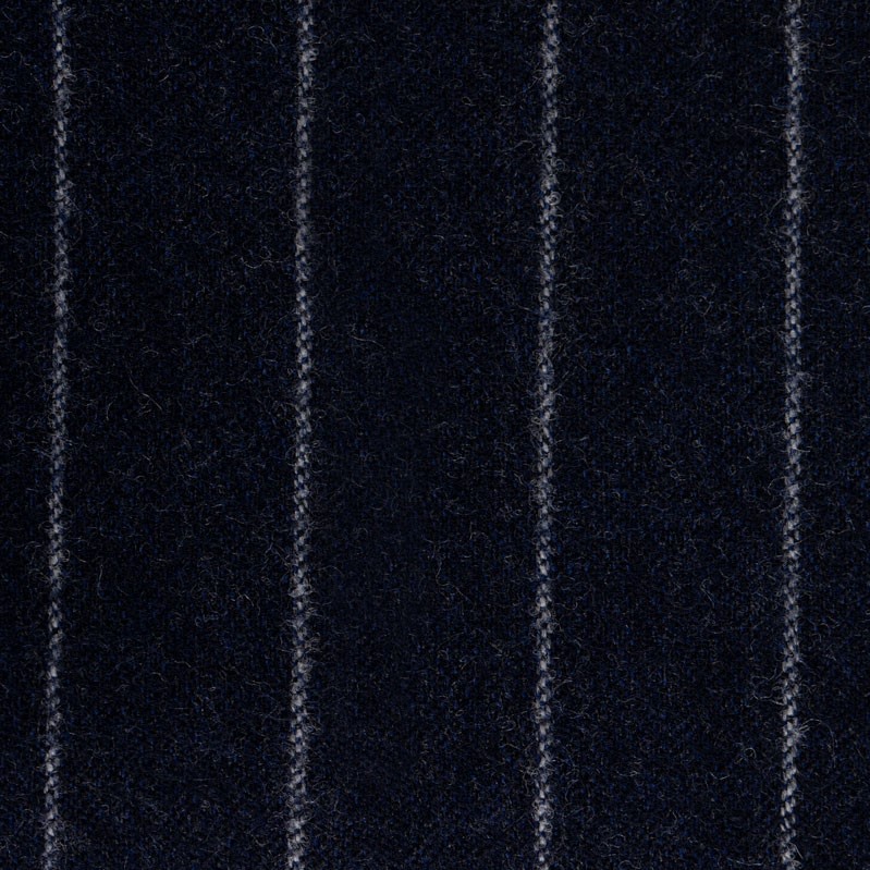 Edles Schurwoll-Gewebe in dunkelblau mit feinen Kreidestreifen