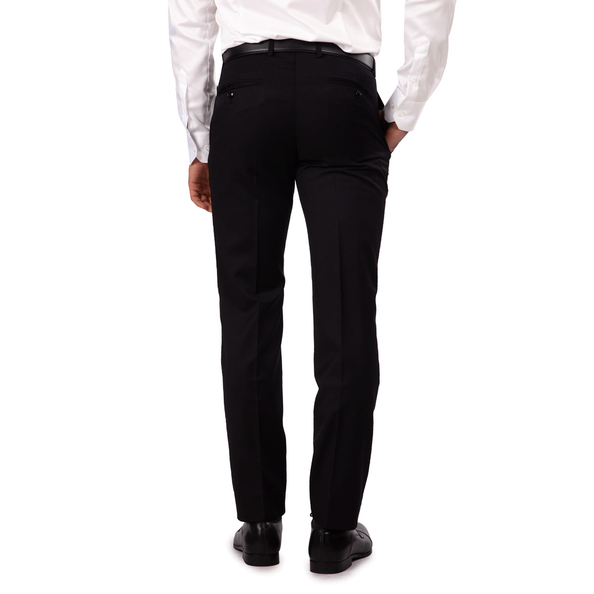 Modern Fit Hose in schwarz mit hinteren Paspeltaschen