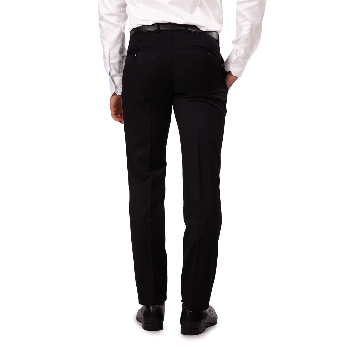 Schwarze Modern Fit Hose mit Paspeltaschen hinten Modern Fit Hose in schwarz mit hinteren Paspeltaschen