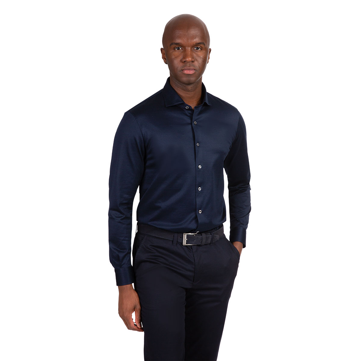Premium Jersey Hemd in dunkelblau mit aufwendiger Veredelung