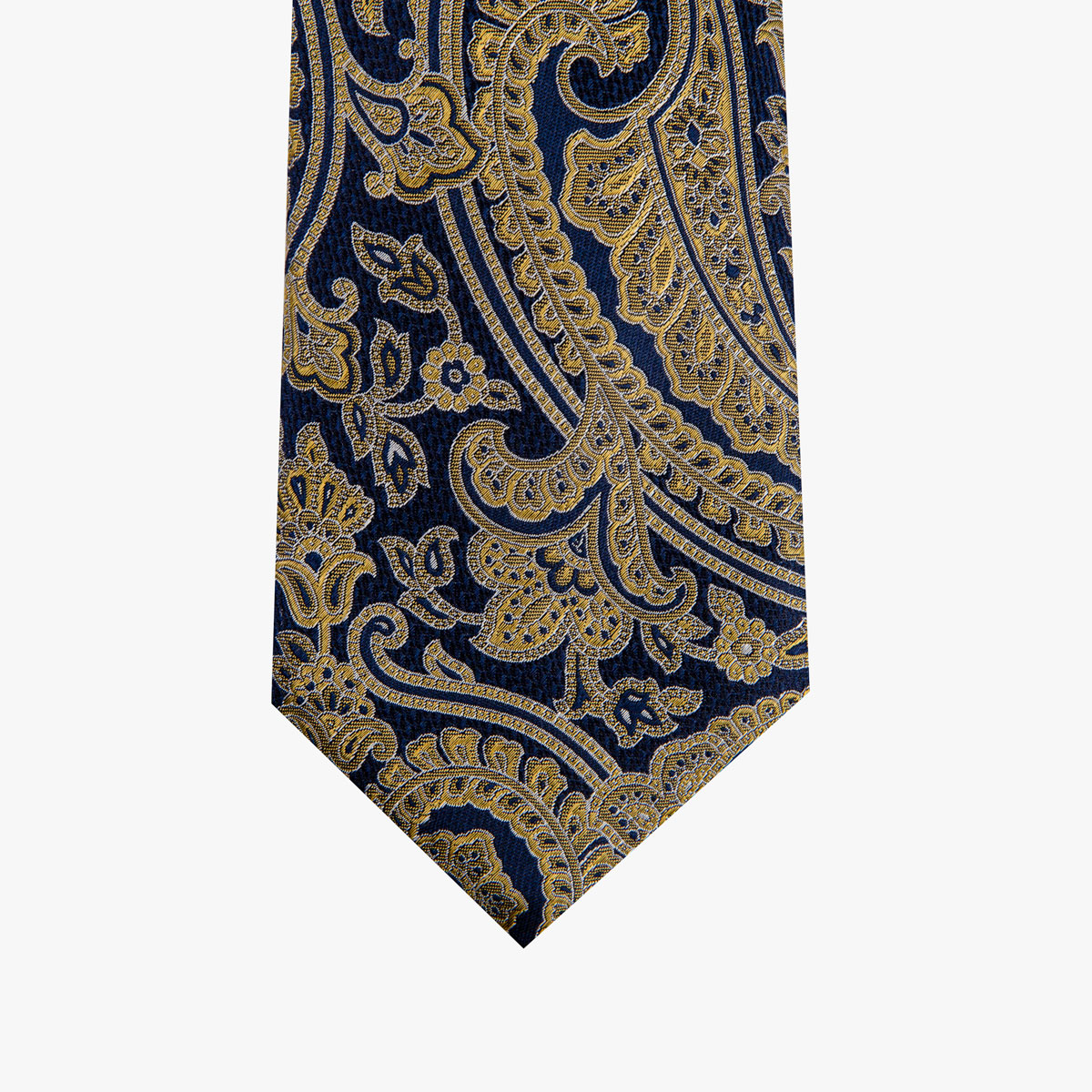 Krawatte glatt mit Paisley-Muster in dunkelblau und gold