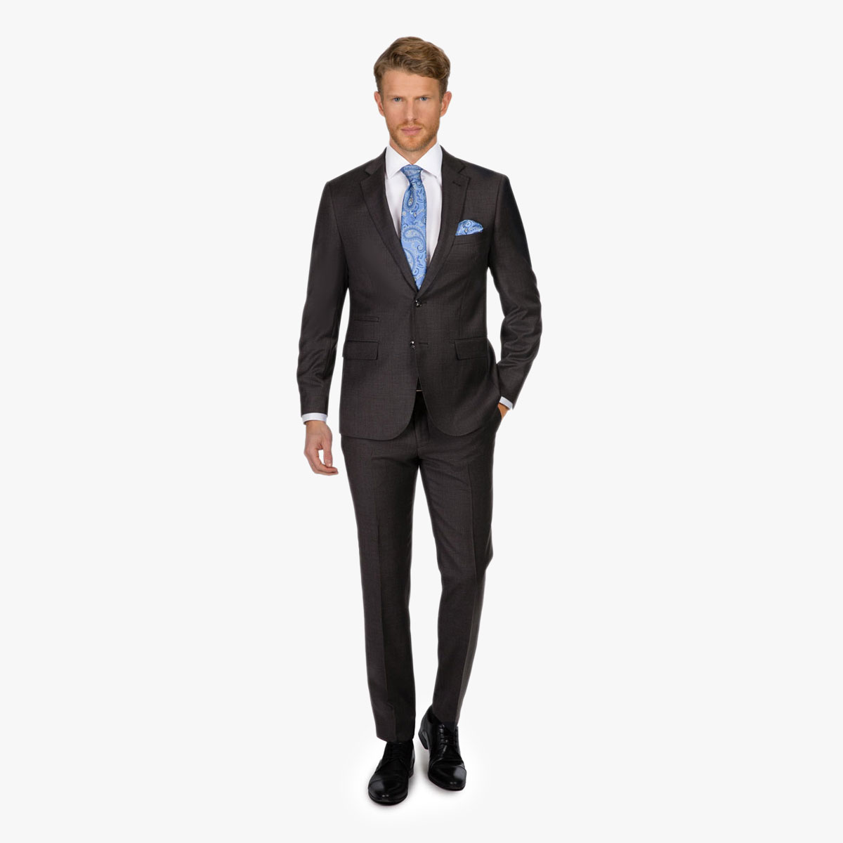 Stilvoller charcoalfarbener Dreiteiler Eleganter Dreiteiler in charcoal