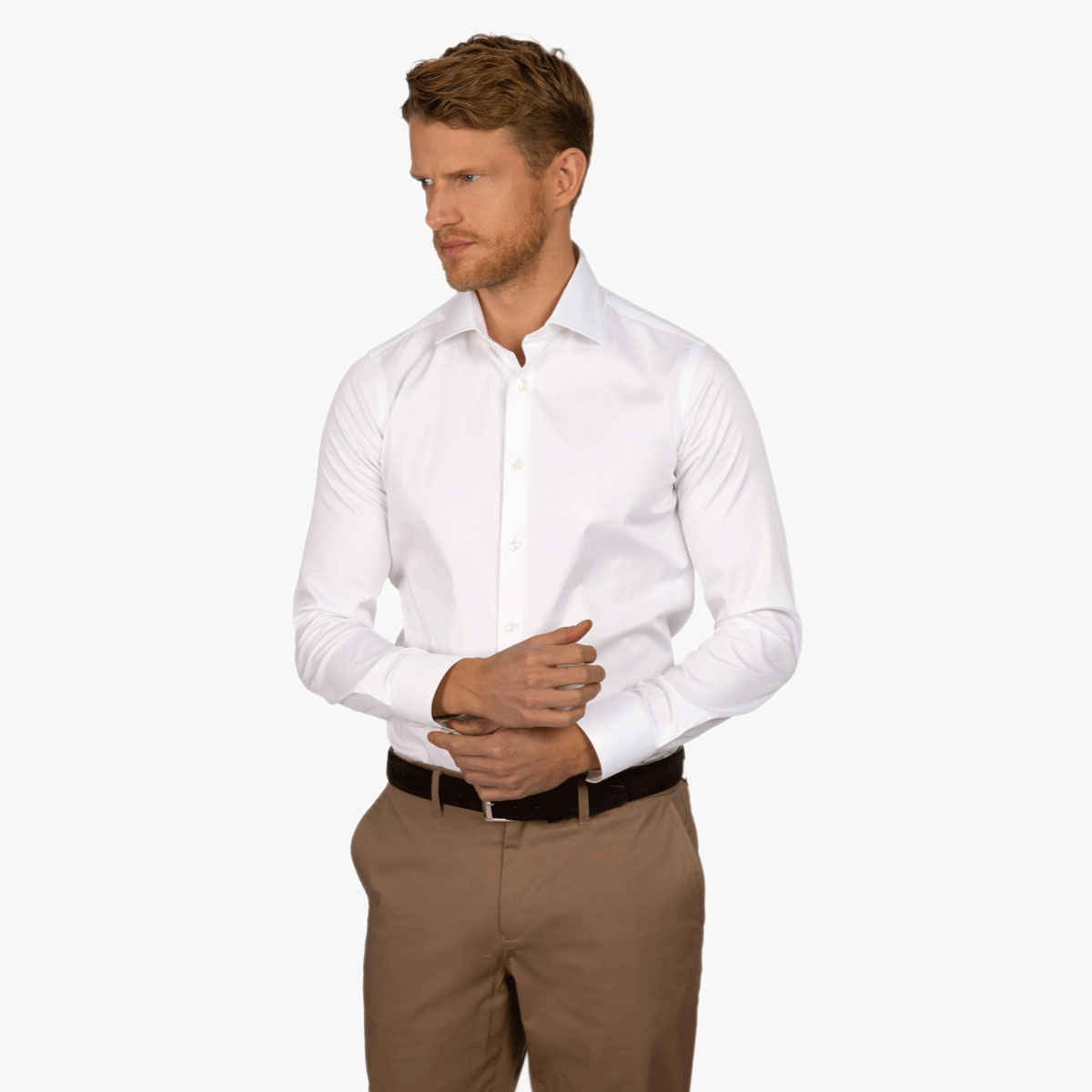 Super Slim Fit Hemd in weiß aus Baumwolle-Stretch