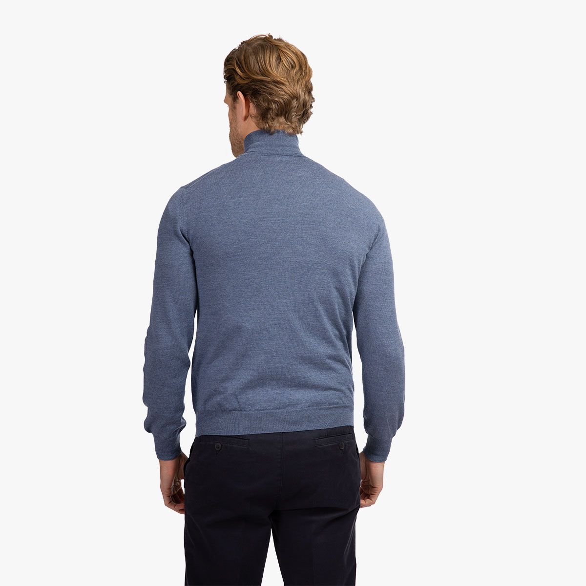 Slim Fit Rollkragen-Pullover in blau für Herren