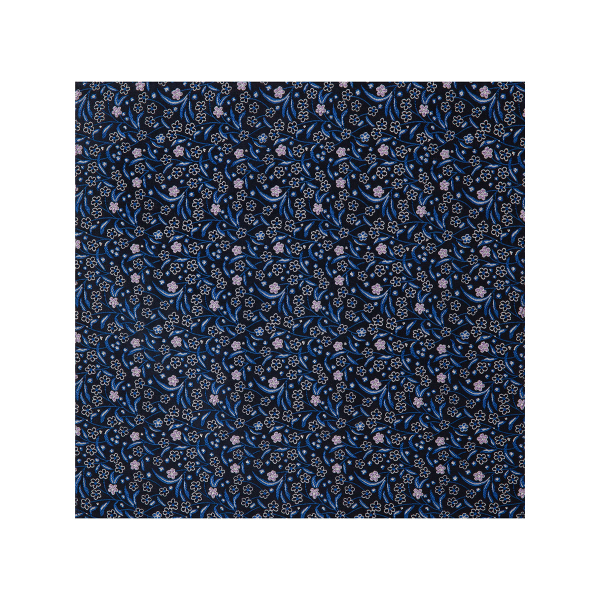 Stoff vom Einstecktuch mit Blütenmuster in dunkelblau