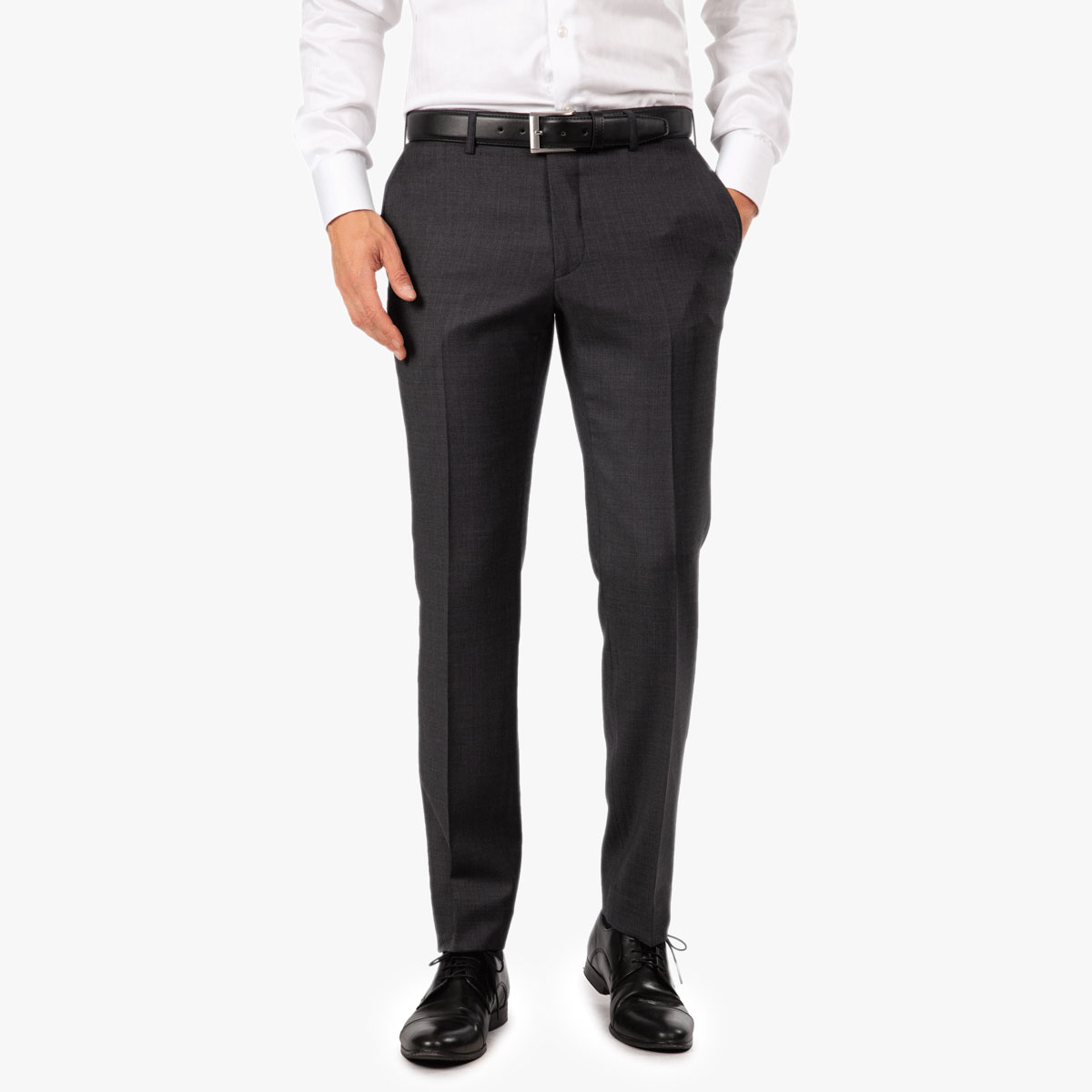 Charcoalfarbene Tuchhose mit flacher Front Feine Tuchhose mit flacher Front in charcoal