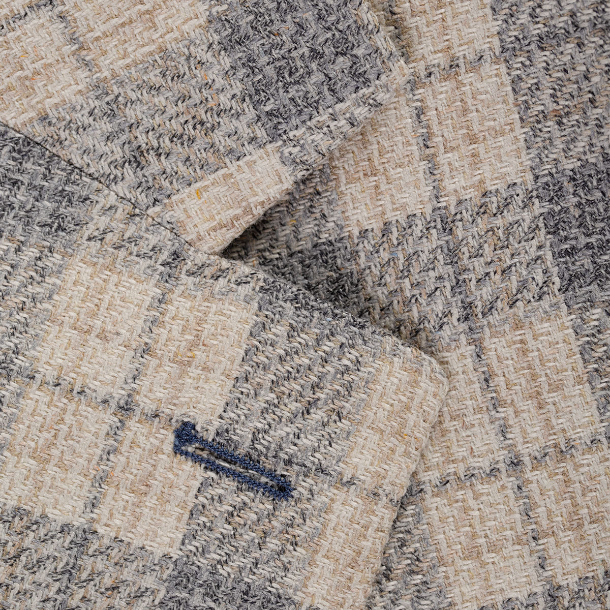 Sommer-Sakko mit Karomuster in beige, offwhite und blau