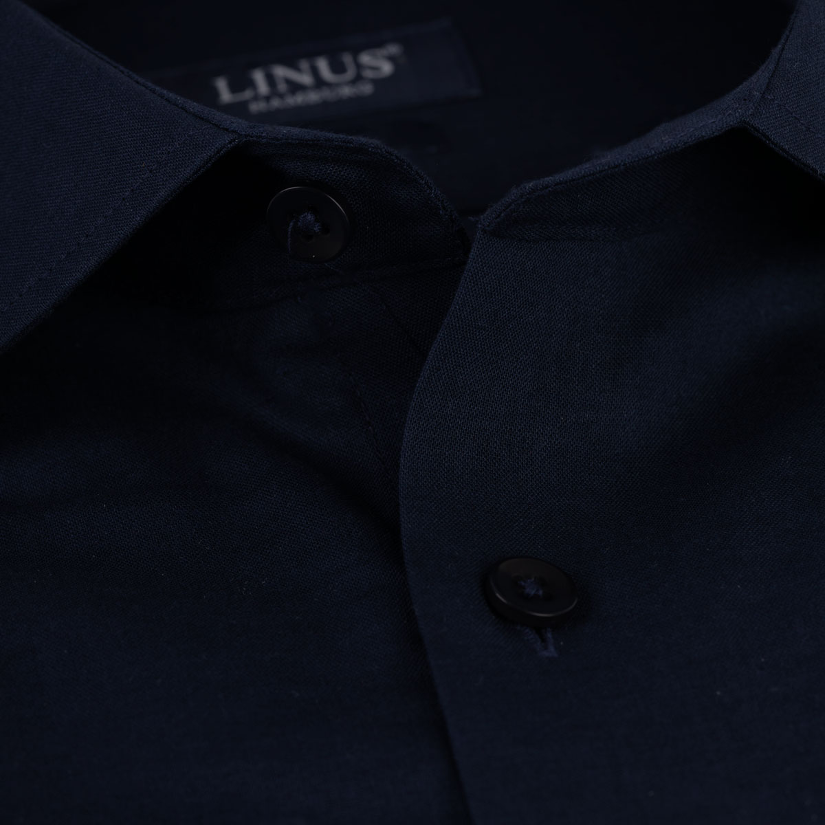 Slim Fit Hemd aus Baumwolle/Leinen in dunkelblau